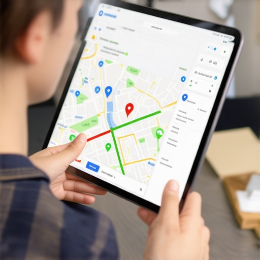 Analyzing Local Maps Data for Business Growth Business owner reviewing Google Maps analytics on a tablet