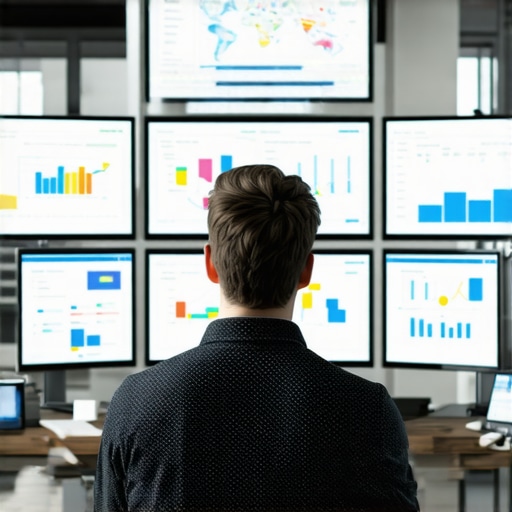 Analyst reviewing local SEO analytics with charts and maps