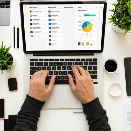 Person analyzing local SEO metrics on a laptop, demonstrating tools for map optimization and visibility management.