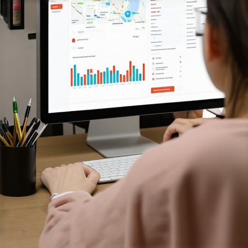 A professional reviewing map performance analytics on a computer screen.