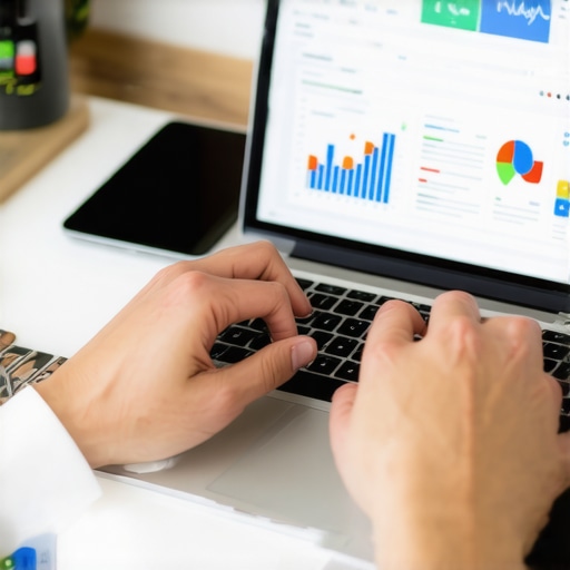 A professional reviewing local search analytics using advanced SEO software.