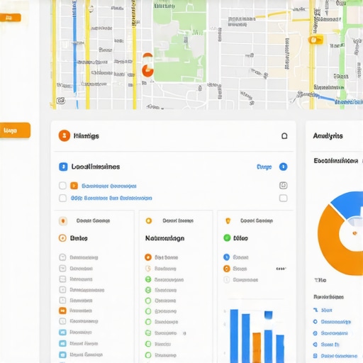 Dashboard displaying local search rankings and analytics for business visibility