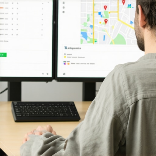 Person working on business listing optimization on laptop with Google Maps