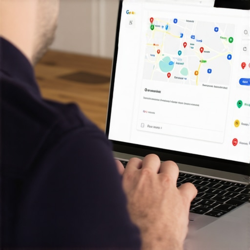 Business owner optimizing their Google Maps listing on a laptop.