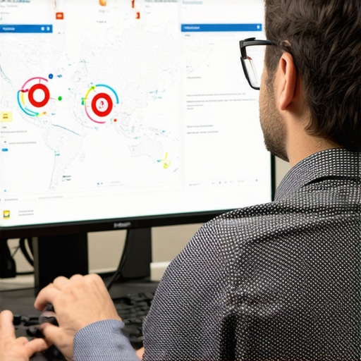 Person working on map optimization software in an office
