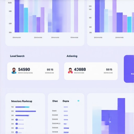 A professional dashboard with analytics tracking local search rankings and reviews on a computer screen