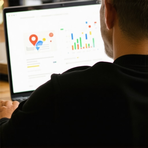 Business owner updating Google Maps listing on laptop