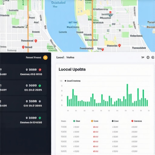 A computer screen showing dynamic maps and signal data streams for local visibility