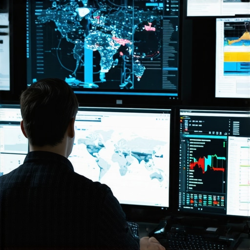 Professional monitoring real-time map signals on multiple screens
