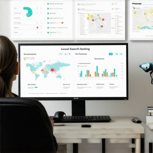 Screenshot of a local SEO analytics dashboard showing rankings, reviews, and signals.