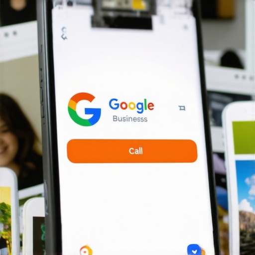 Active Google Business Profile Engagement Close-up of a smartphone showing high interaction and engagement signals on a Google Maps business listing.