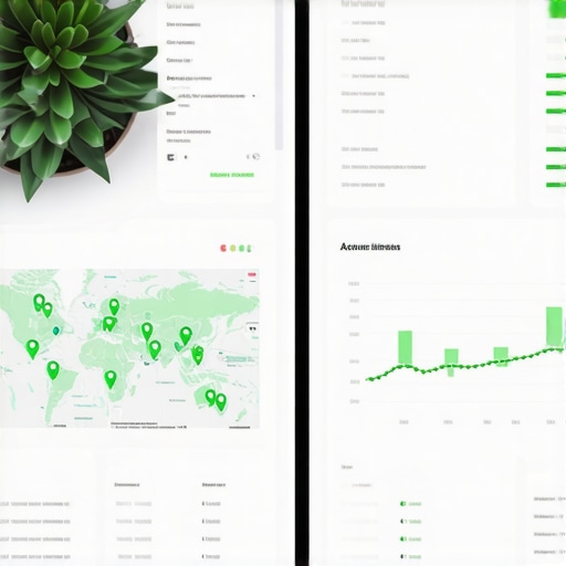 Screenshot of a maps optimization tool showing green ranking bubbles over a city map grid.