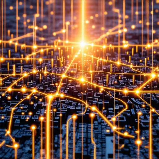 Advanced Local Search Signal Mapping A digital map showing local signal strength and proximity connections for a business.