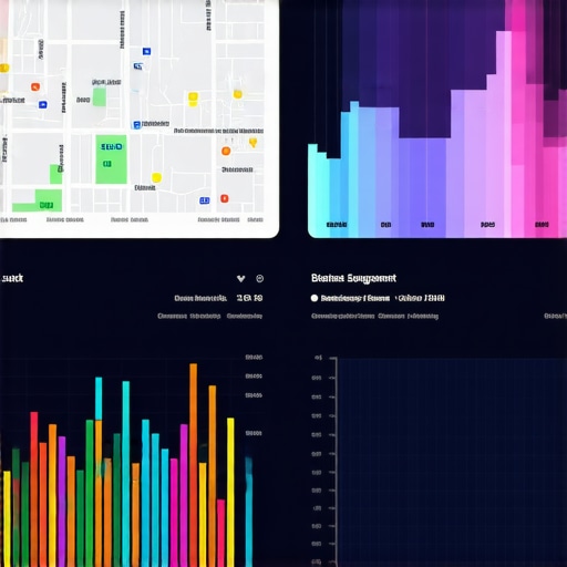 Graphical representation of local search visibility and signal velocity metrics on a digital map.