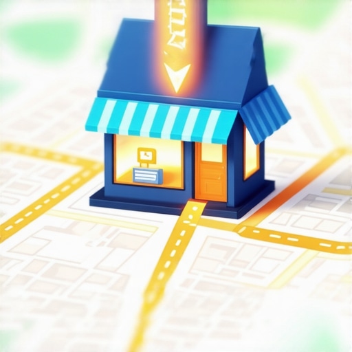Advanced local map signal visualization A visual representation of digital signals connecting a business website to a local map pin.