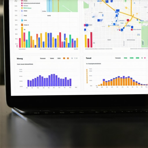 A detailed view of a local visibility dashboard showing search interaction signals and map rankings.