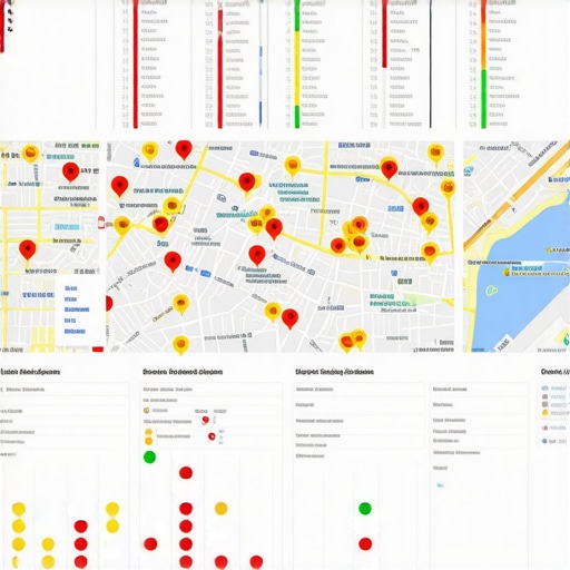 Digital dashboard showing map ranking heat maps and category analysis.
