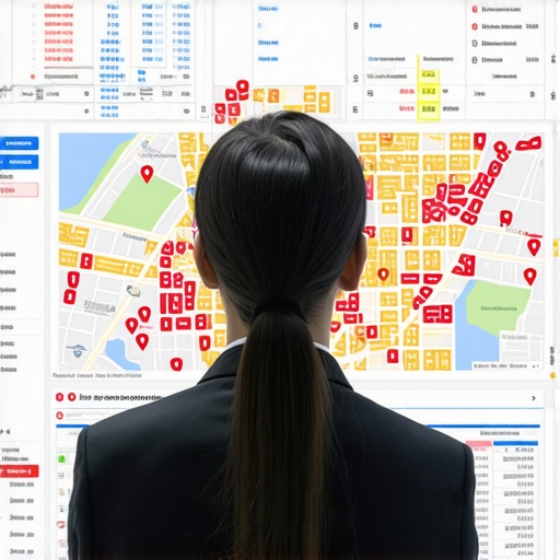 Heat map showing pedestrian flow and local map ranking data for a business profile.
