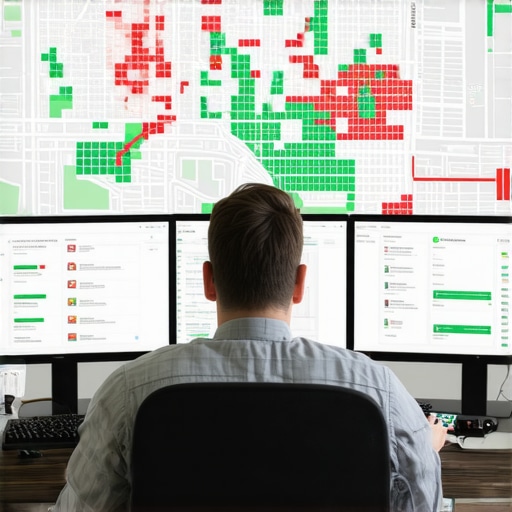 A detailed view of a local search heatmap showing business ranking across different geographic areas.
