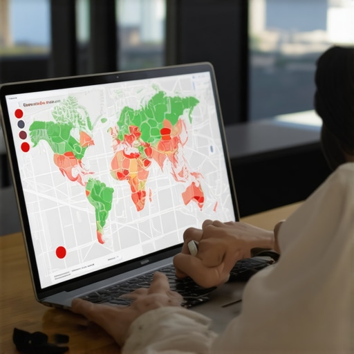 A digital search ranking grid showing local map visibility across different city neighborhoods.
