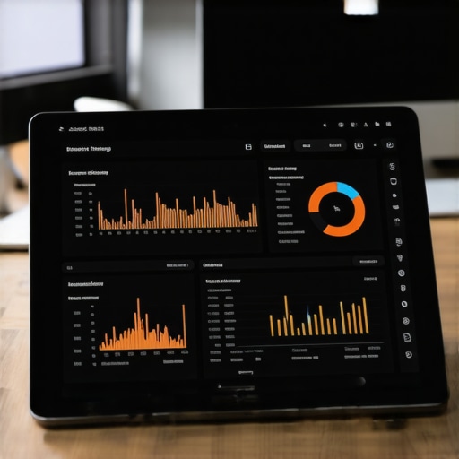 Tablet displaying local search ranking metrics and user behavior analytics