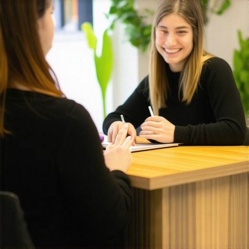 A real-life photo of a local business employee interacting with a client to improve map ranking signals.