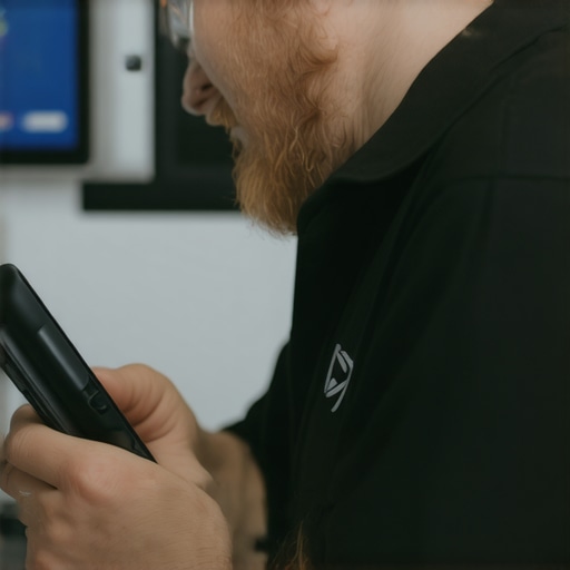 A technician performing a local service captured on a smartphone for Google Business Profile optimization.