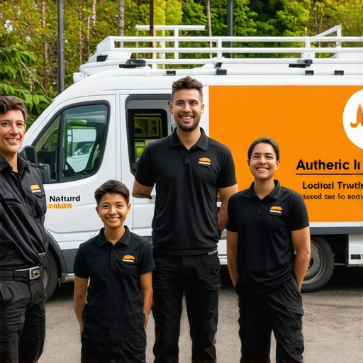 Real team and branded service vehicle representing authentic local business presence