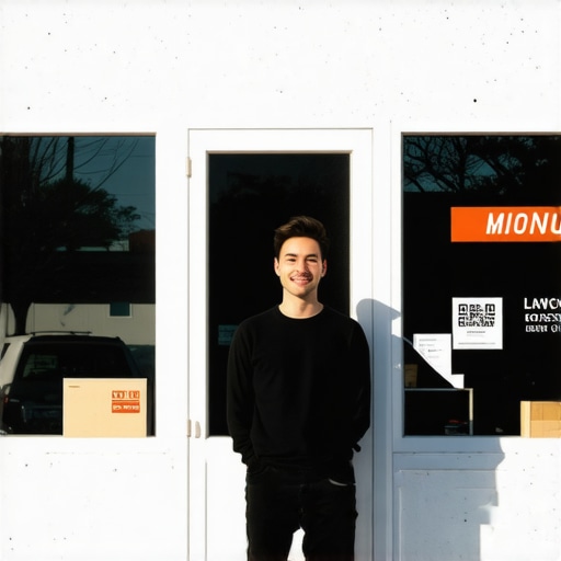 A business owner standing in front of their verified physical office to boost local map rankings