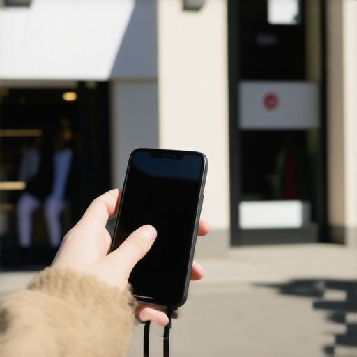 A person using a smartphone to record a video of a local business storefront for profile optimization.