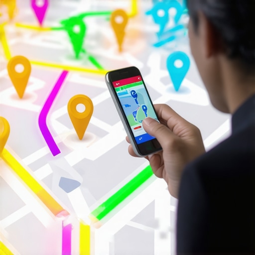 A person interacting with a digital local map on their phone to improve business visibility.