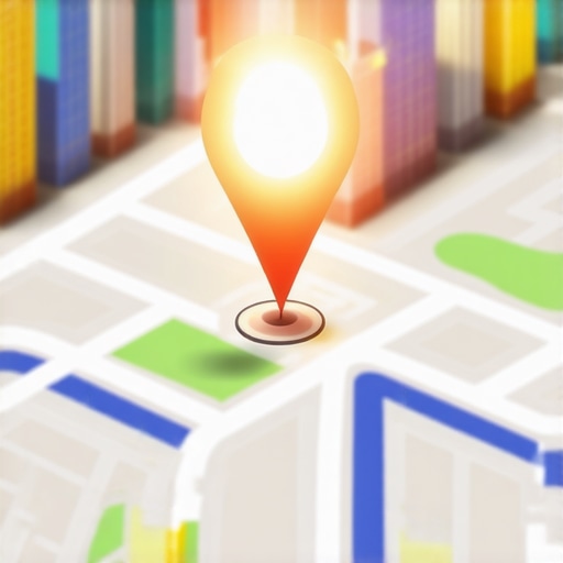 Digital map showing business pins and local search visibility optimization.
