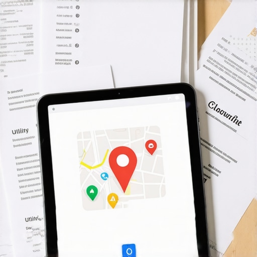 Business documents and tablet showing Google Maps on a desk representing evidence for business profile verification
