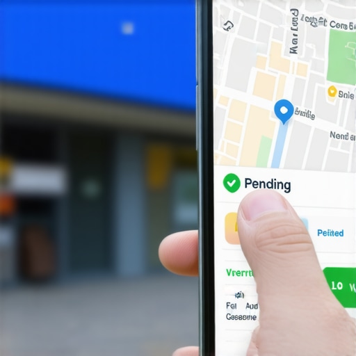 Smartphone screen showing a Google Business Profile update moving from pending to verified status.