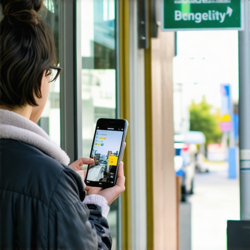 A person taking a photo of a local business to improve Google Map visibility.
