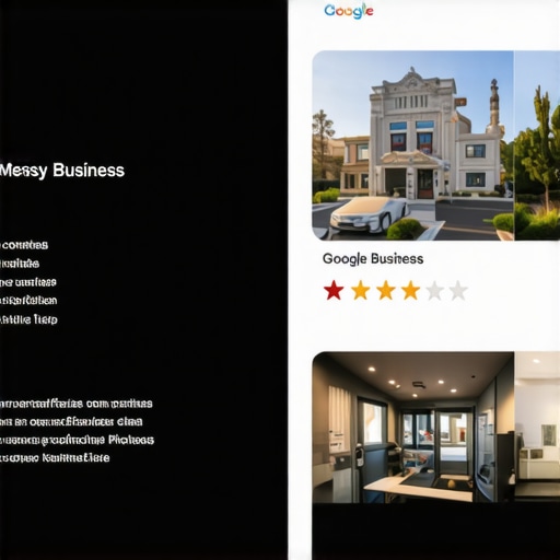 A visual comparison of a poorly optimized business listing versus a clean, professional profile with high visibility signals.