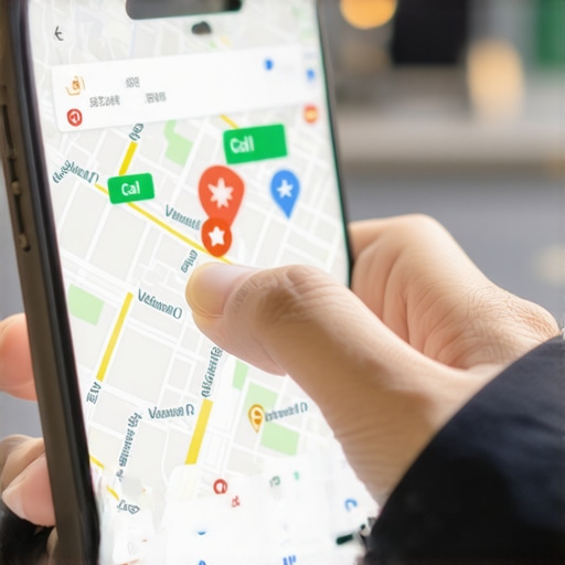 A person clicking the call button on a local business map profile via smartphone.