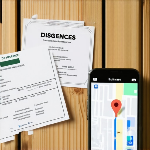 Essential documentation for Google Business Profile reinstatement A desk with business license and utility bills used for verifying a local business profile.