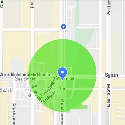 Graphic showing a local business expanding its visibility radius on Google Maps through user interaction signals.