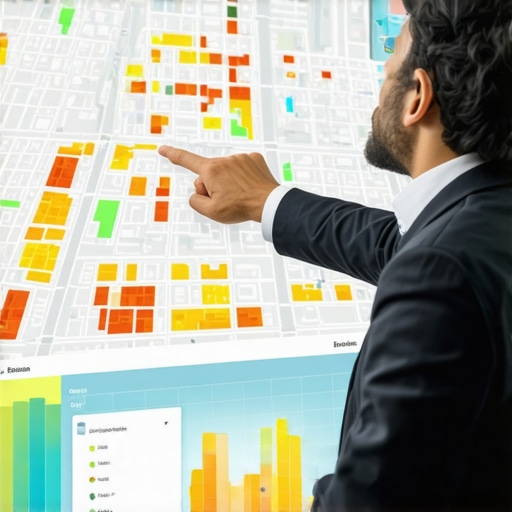 A professional analyzing local search visibility patterns across a city map.