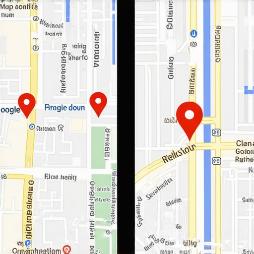 Visual comparison of a broken map listing versus a clean and optimized local map search result.