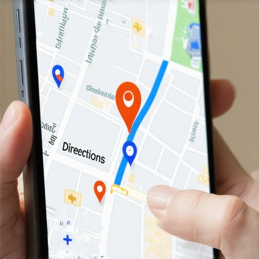Focusing on Local Interaction Signals Smartphone displaying a Google Maps route to a business, emphasizing direction request signals.