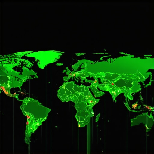 Geographic Ranking Grid Analysis A map showing local search ranking performance using a geo-grid tool with green and red markers.
