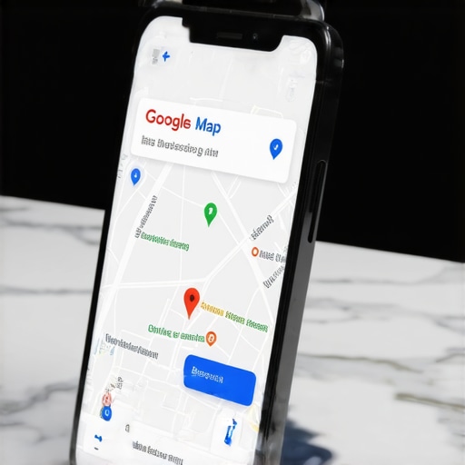 Interactive local map listing on smartphone screen A smartphone displaying active user interaction on a local business map profile