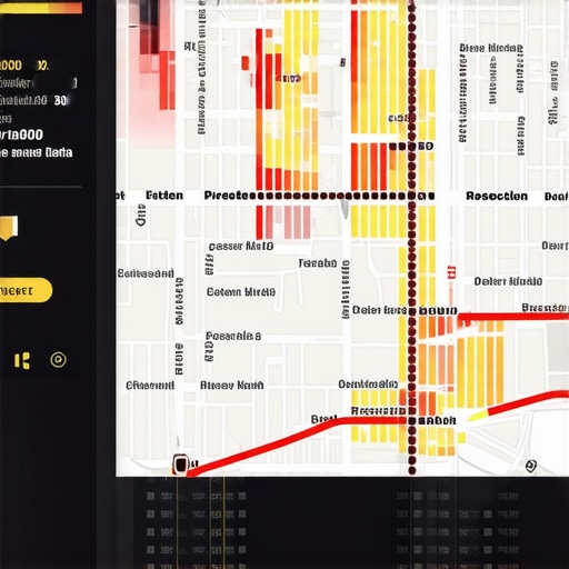 Local Behavioral Data and Signal Strength Visualization A visual representation of local search behavioral signals like click-through rates and direction requests on a city map.