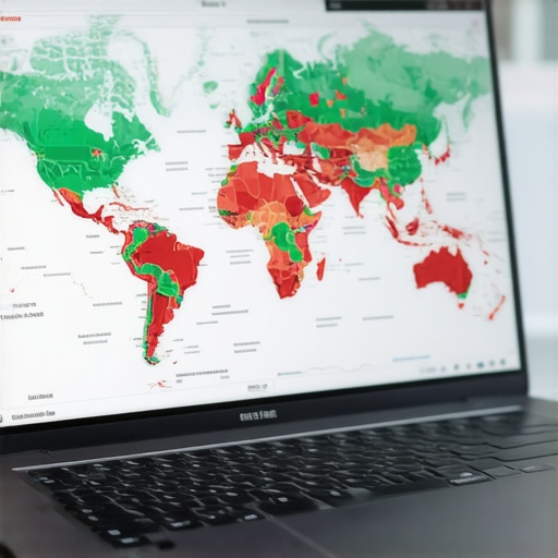 Local Falcon ranking grid software on laptop screen A digital local search ranking grid tracking local map visibility across a geographical map.