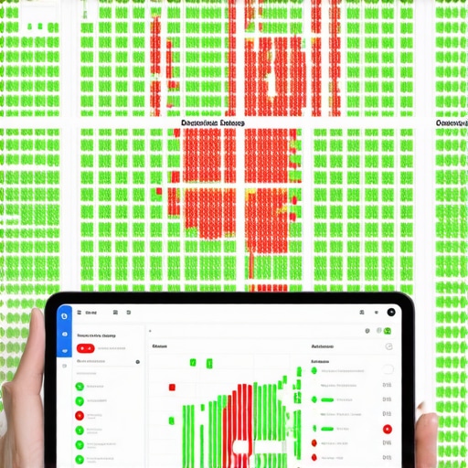 A digital heatmap showing local map rankings across a specific neighborhood grid.
