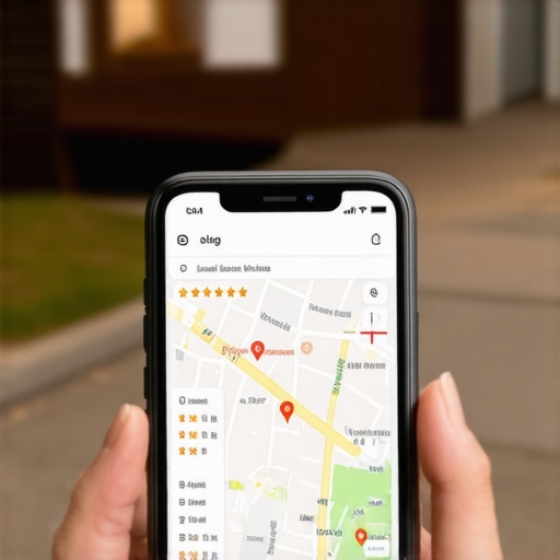 A smartphone showing a highly visible local business profile on a map app.