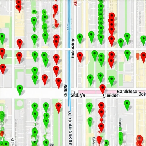 Local Map Ranking Grid Analysis A digital grid showing local map ranking positions across a geographic area.
