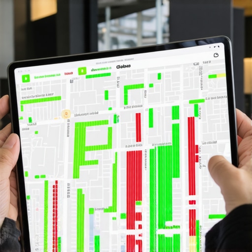 A visual representation of local search ranking strength across a geographic grid using a heat map tool.